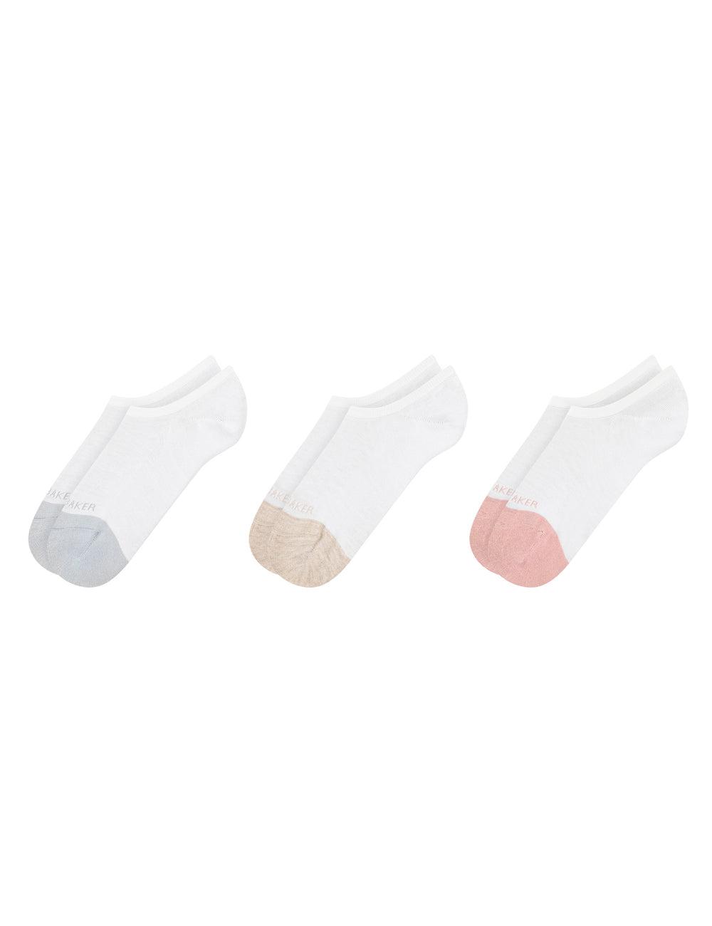 Ted Baker 3 Pack Contrast Toe Liner Trainer Women Socks White | UAE  14275-JNZW