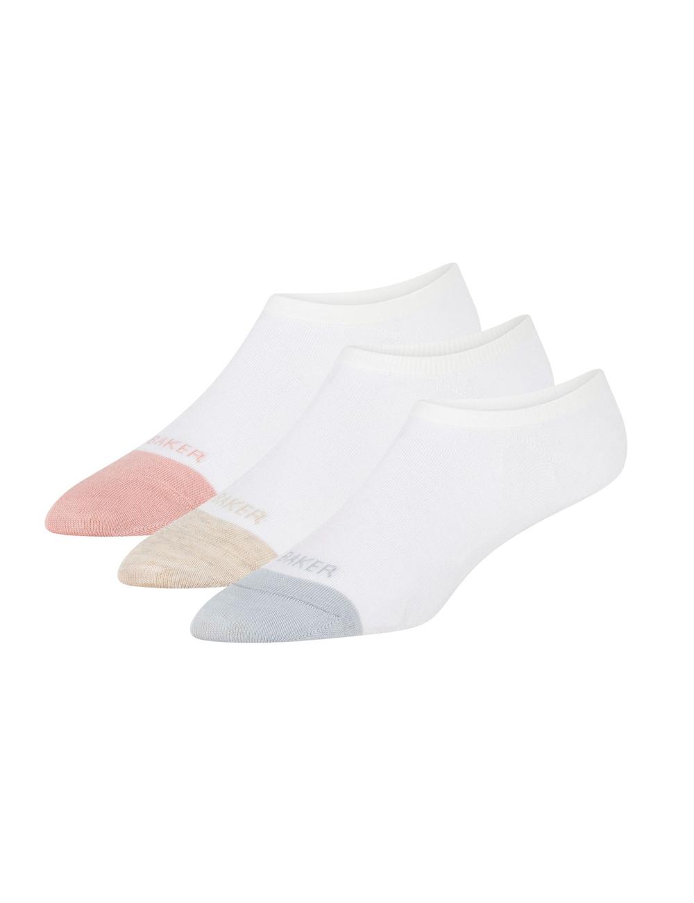 Ted Baker 3 Pack Contrast Toe Liner Trainer Women Socks White | UAE  14275-JNZW