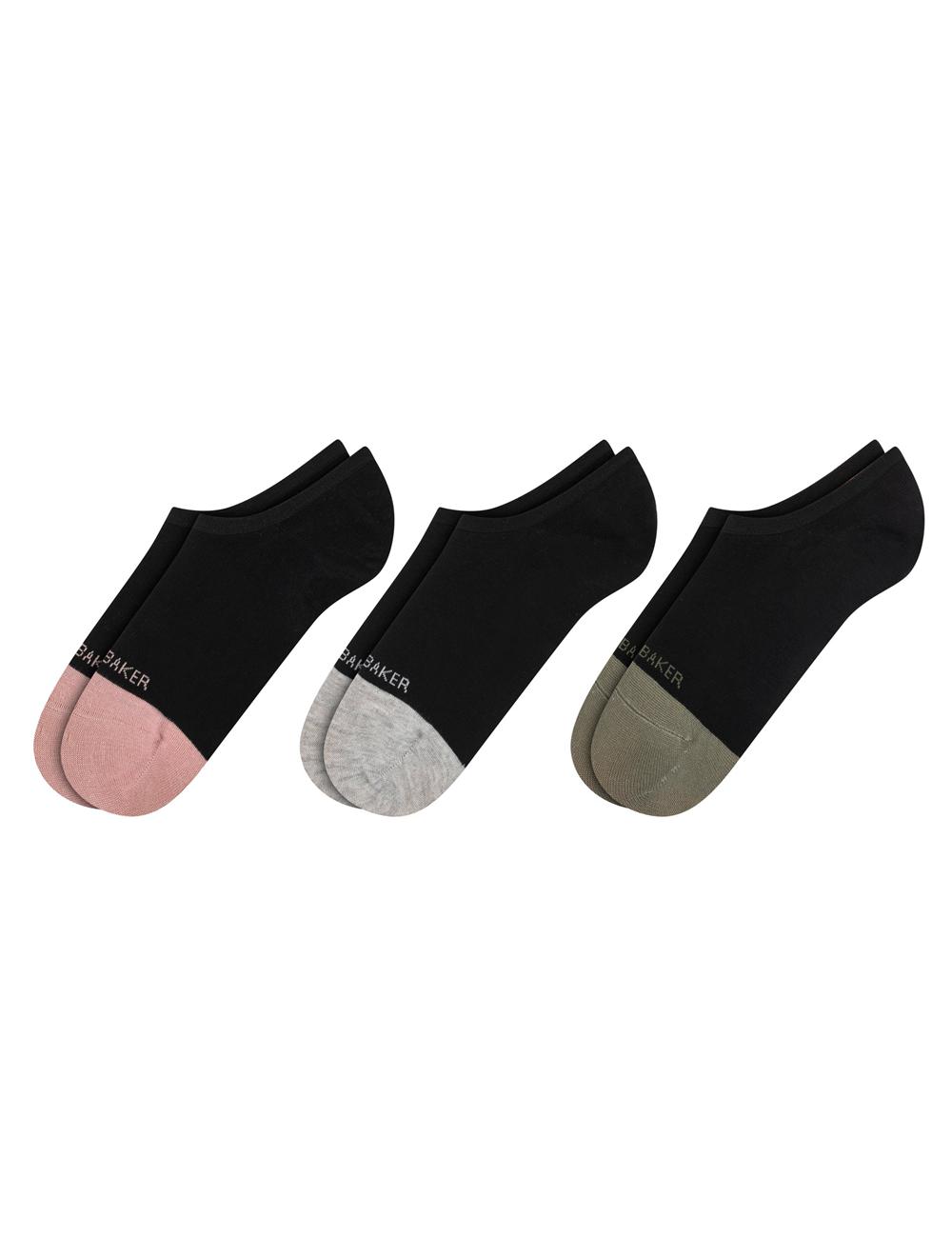 Ted Baker 3 Pack Contrast Toe Liner Trainer Women Socks Black | UAE  96817-KCLF