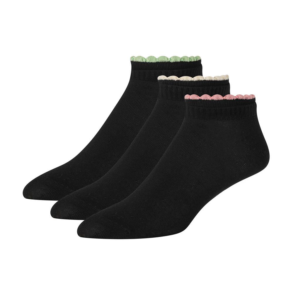Ted Baker 3 Pack Scalloped Low Cut Ankle Women Socks Black | UAE  40716-PLQH
