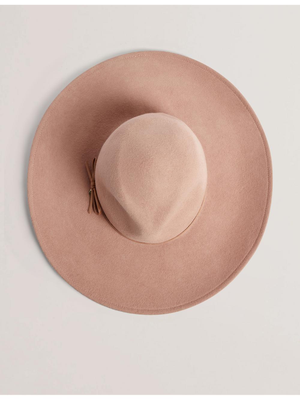 Ted Baker ABBIIIO - Bow Detail Pure Wool Women Fedora Hats Tan | UAE  98301-SIHU