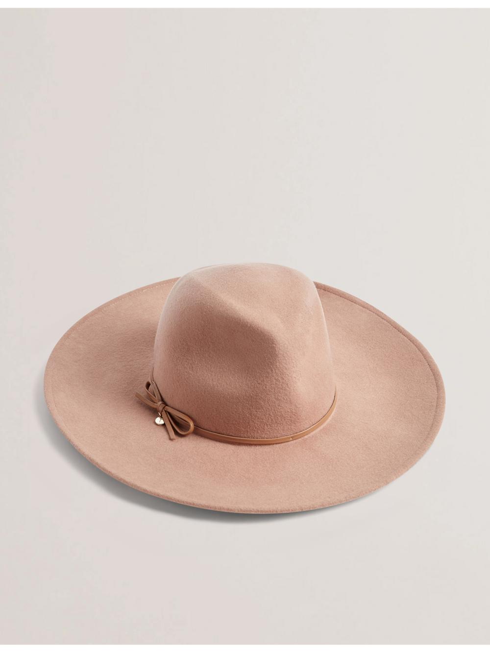 Ted Baker ABBIIIO - Bow Detail Pure Wool Women Fedora Hats Tan | UAE  98301-SIHU