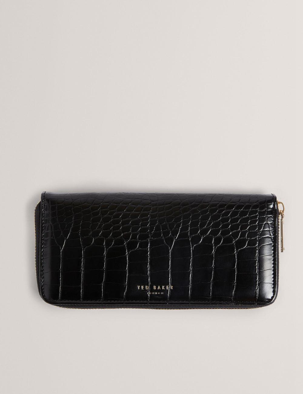 Ted Baker ABBYYI - Croc Effect Slim Travel Jewellery Case Women Wash Bags Black | UAE  45613-DXTZ