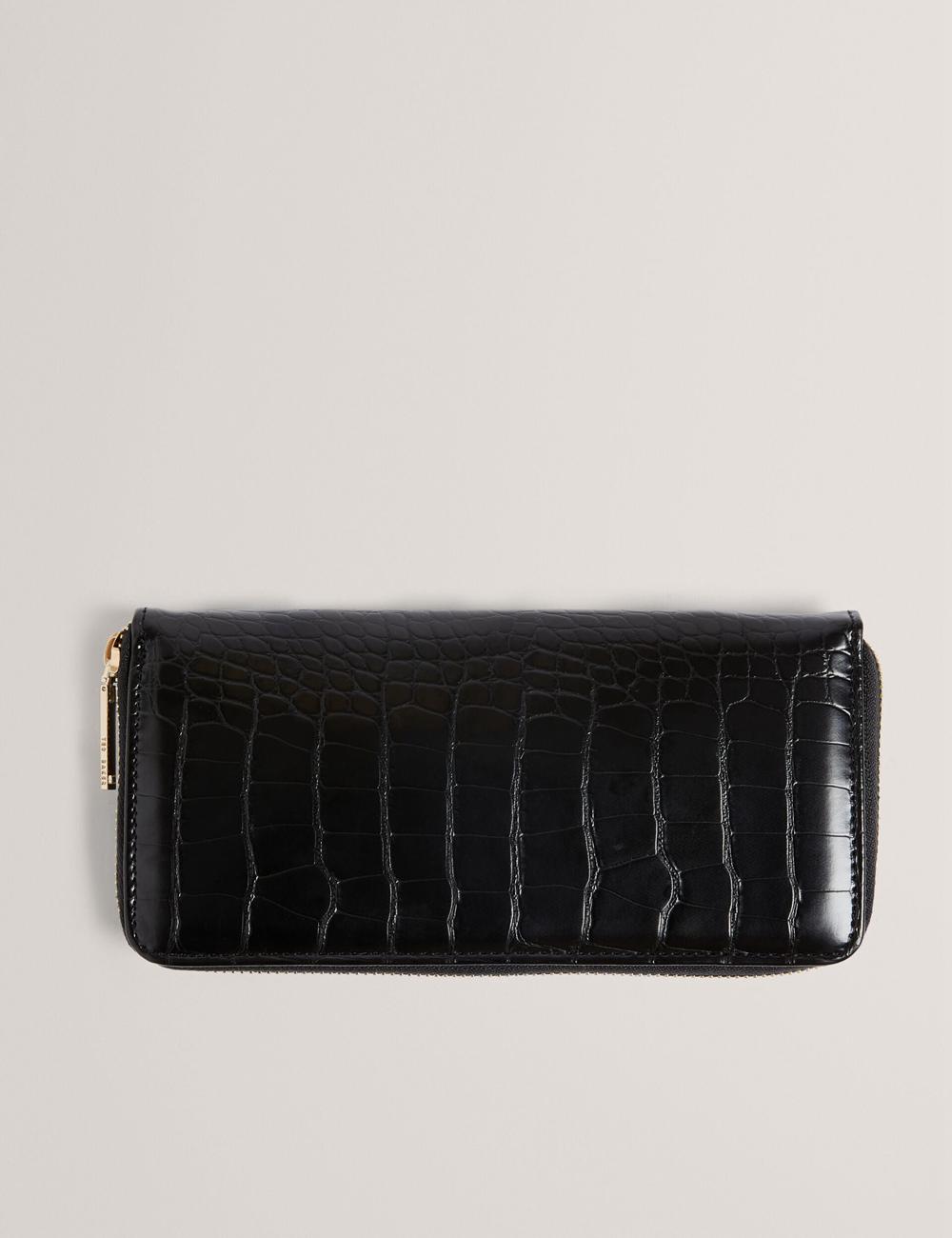 Ted Baker ABBYYI - Croc Effect Slim Travel Jewellery Case Women Wash Bags Black | UAE  45613-DXTZ