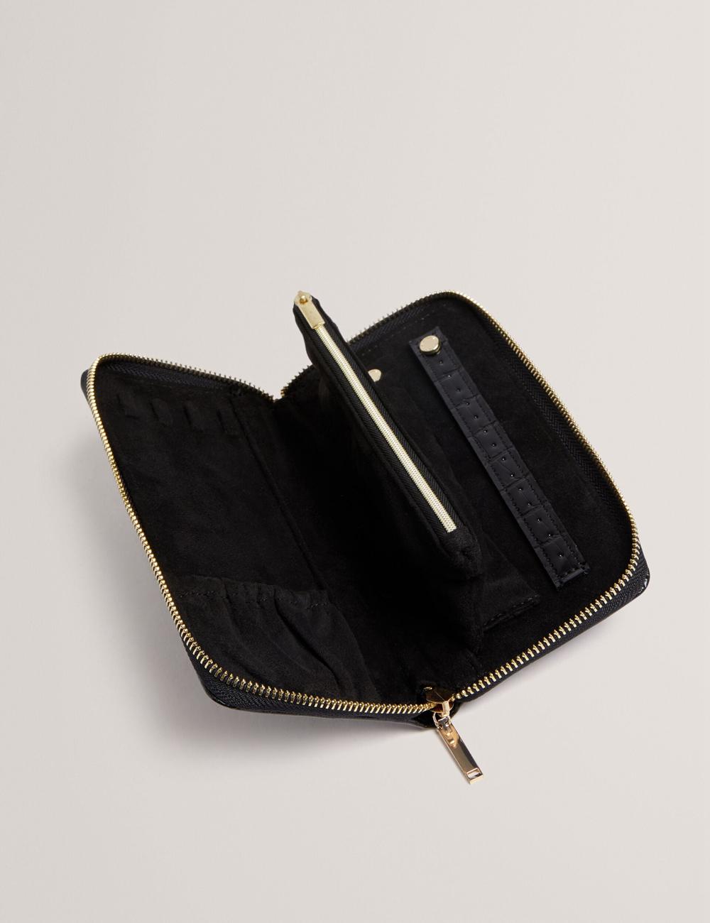 Ted Baker ABBYYI - Croc Effect Slim Travel Jewellery Case Women Wash Bags Black | UAE  45613-DXTZ