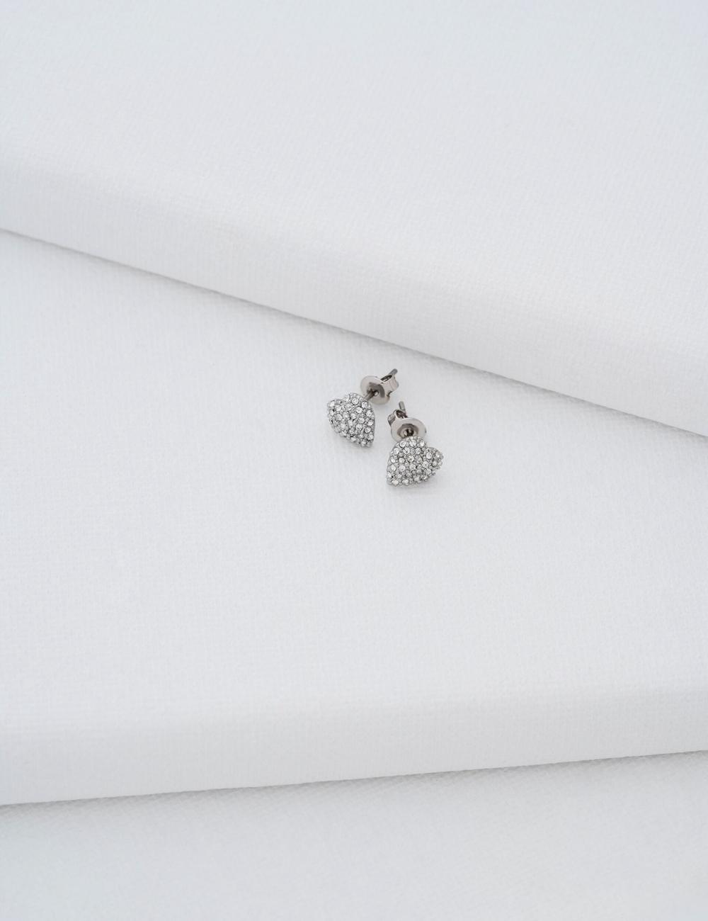 Ted Baker ADORAA - Crystal Heart Stud Women Earrings Silver | UAE  92601-LYAB