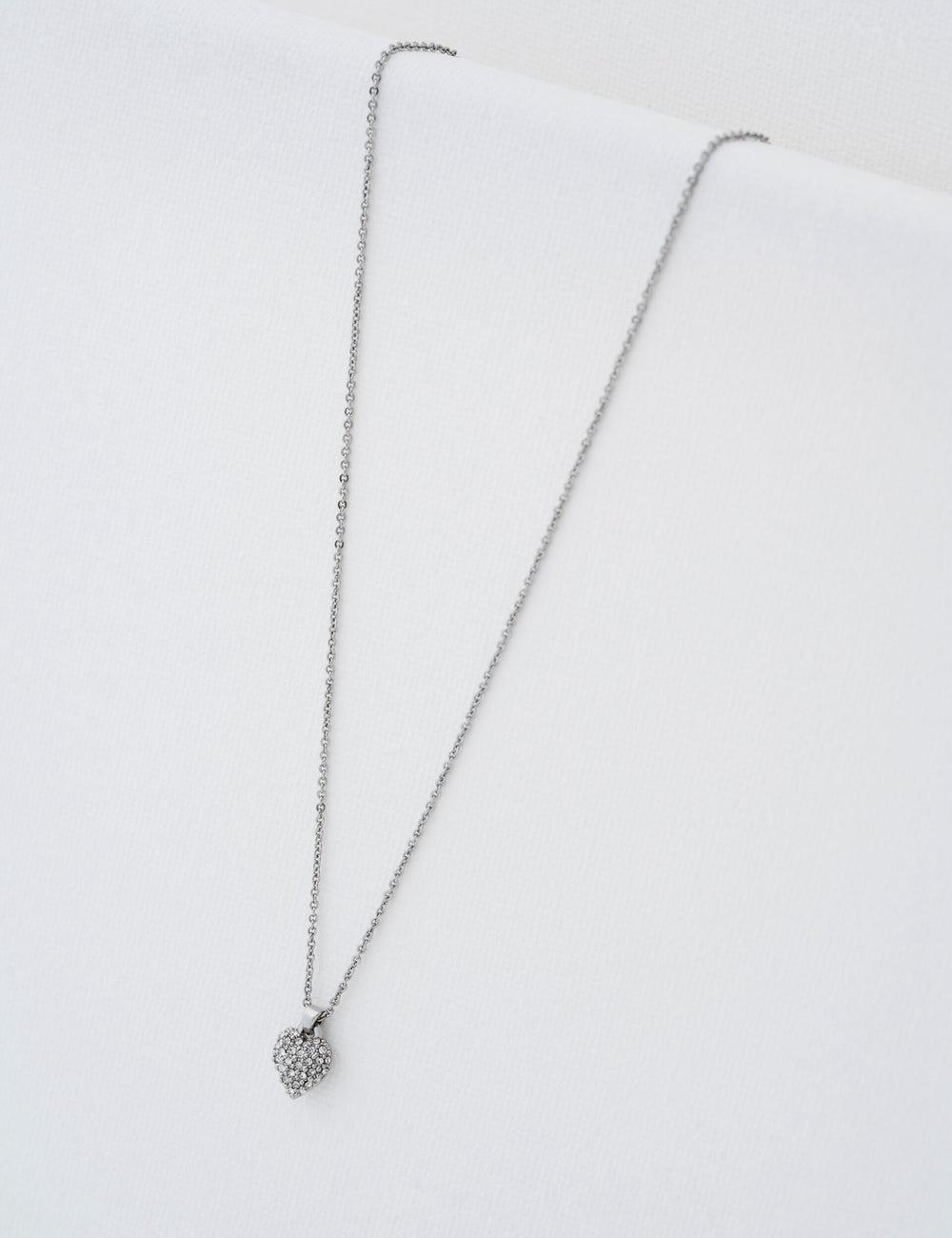 Ted Baker ADORINA - Mini Crystal Heart Pendant Women Necklaces Silver | UAE  58409-YJTC