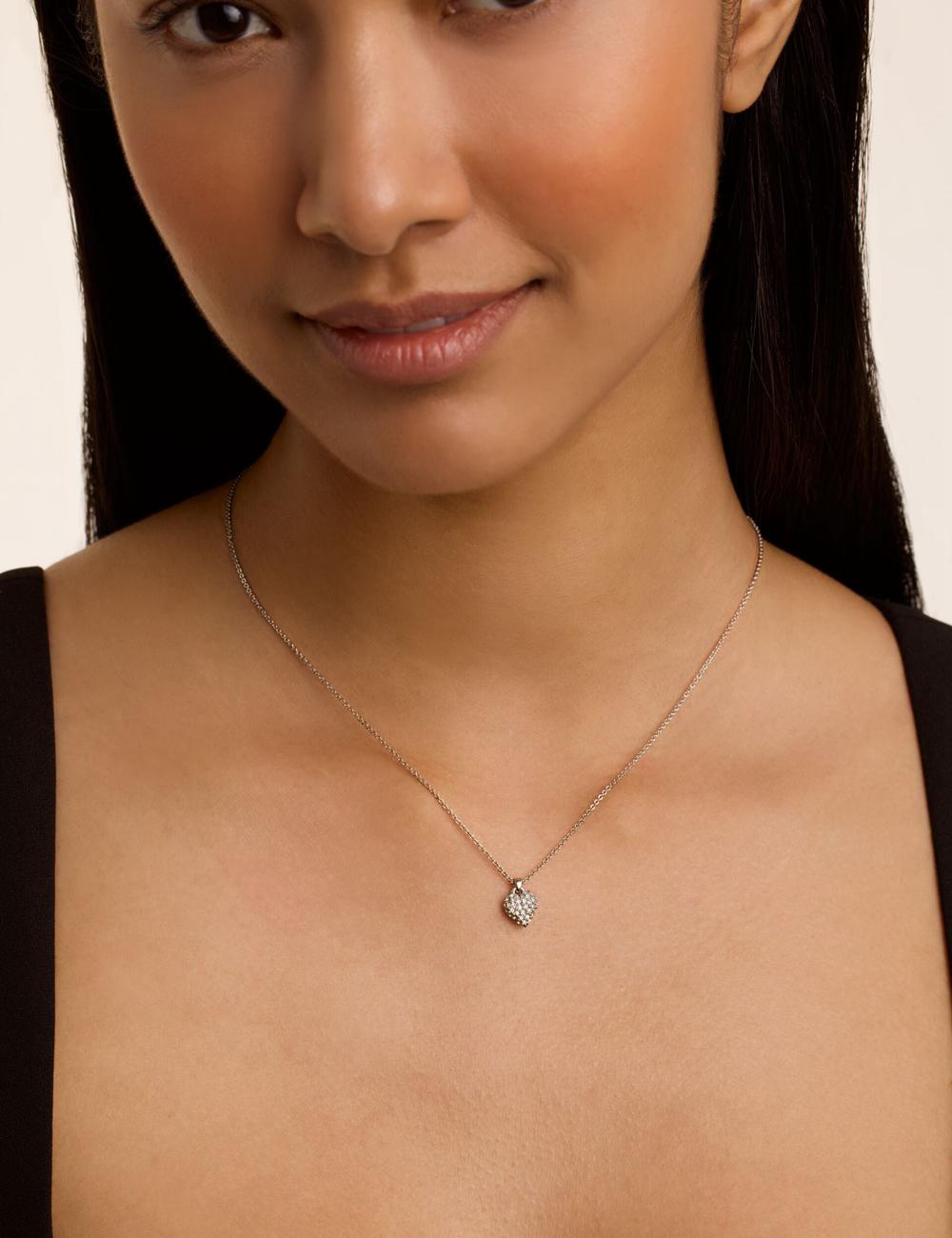 Ted Baker ADORINA - Mini Crystal Heart Pendant Women Necklaces Silver | UAE  58409-YJTC