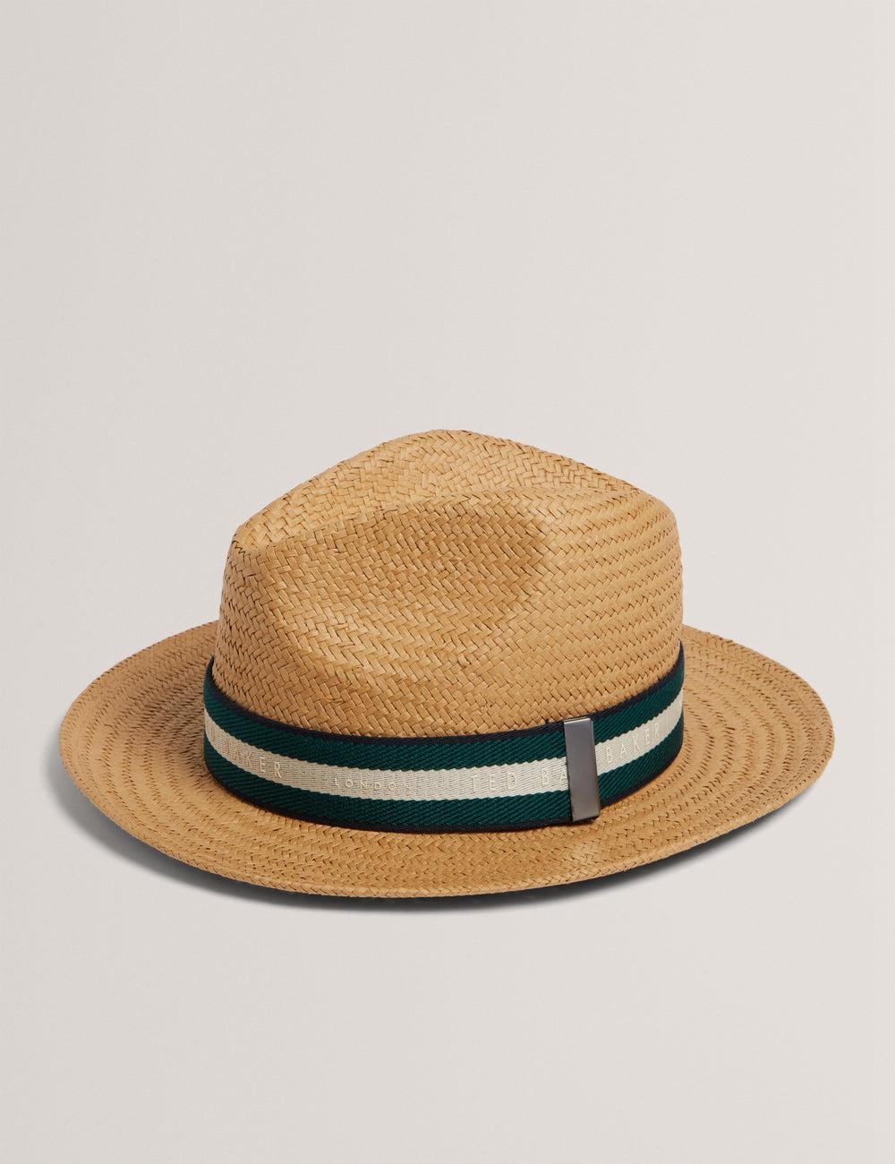 Ted Baker ADRIENS - Straw Panama Webbing Detail Beach Men Hats Natural | UAE  40197-PQFU
