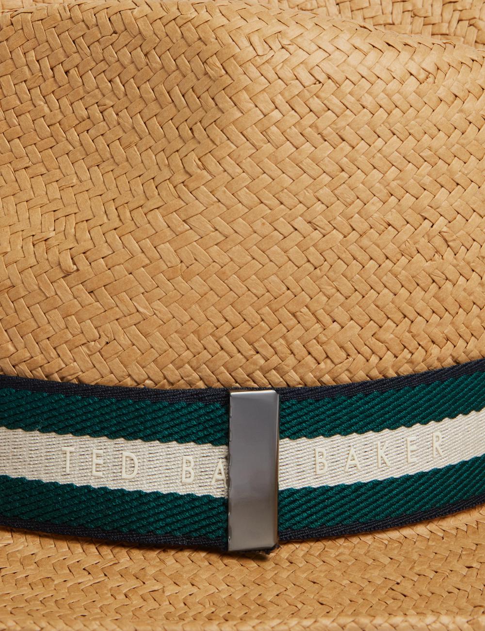 Ted Baker ADRIENS - Straw Panama Webbing Detail Beach Men Hats Natural | UAE  40197-PQFU