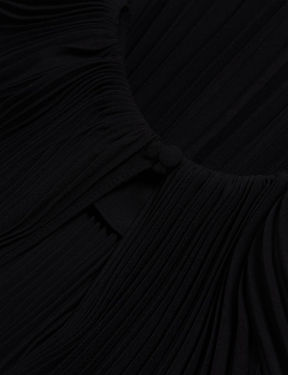 Ted Baker AGARA - Pleated Short Sleeve Woven Women Blouses Black | UAE  38564-HRKY