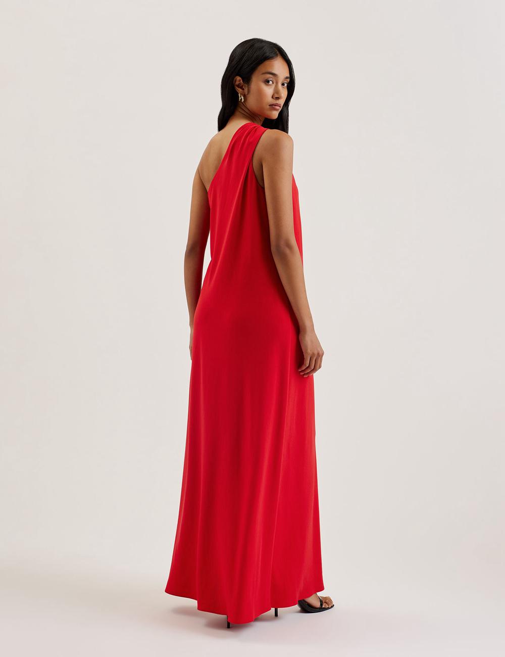 Ted Baker AISLI - One Shoulder Woven Women Maxi Dresses Red | UAE  89524-QMSD