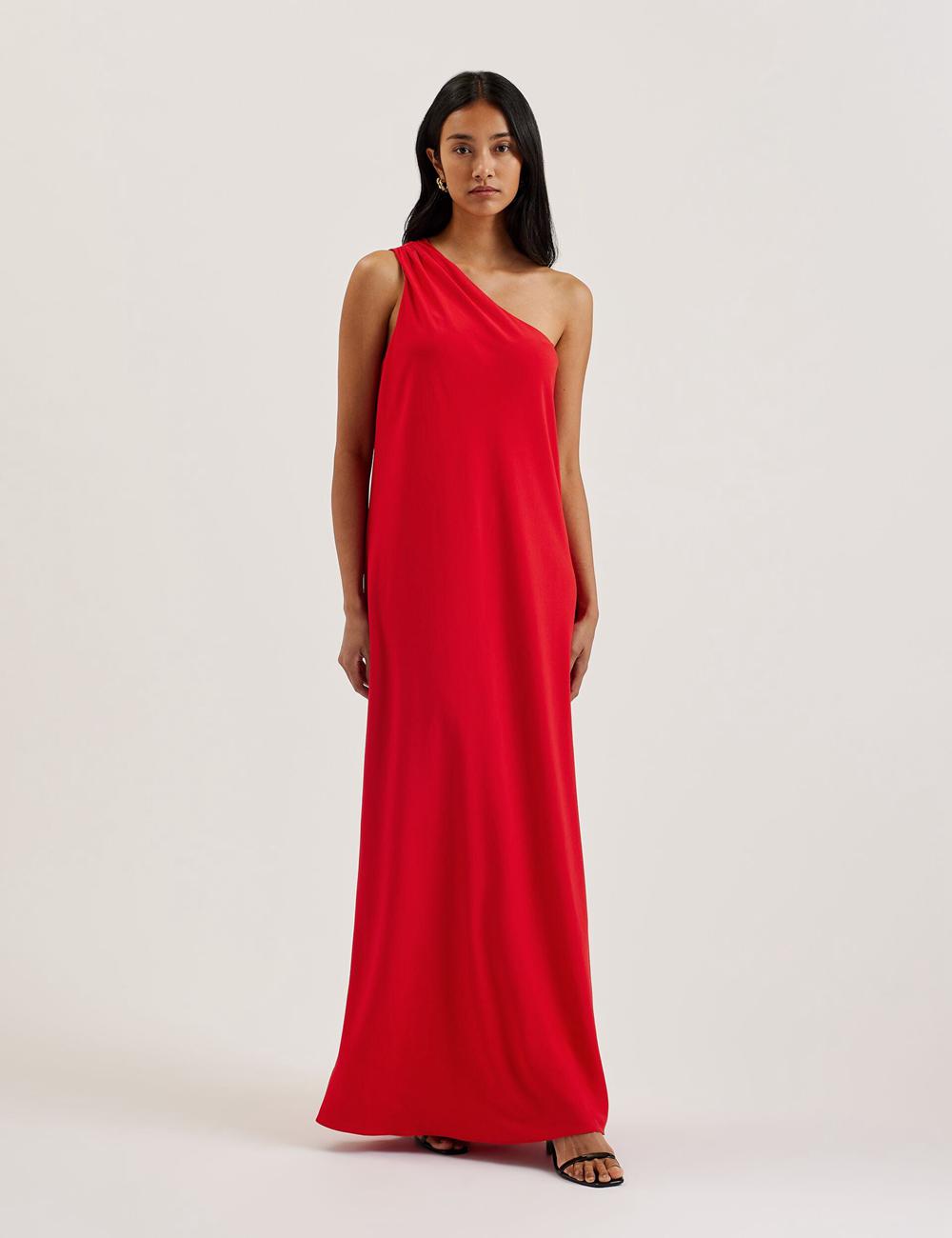 Ted Baker AISLI - One Shoulder Woven Women Maxi Dresses Red | UAE  89524-QMSD
