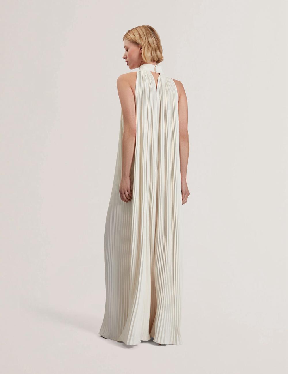 Ted Baker AKALA - Halter Neck Keyhole Detail Pleated Women Maxi Dresses Coral | UAE  72108-WZFL