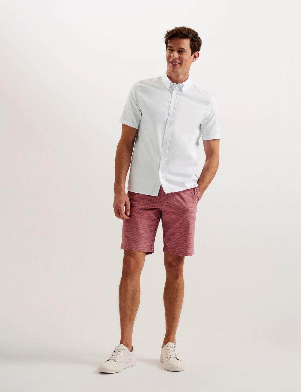 Ted Baker ALDGTE - Short Sleeve Cotton Oxford Men Casual Shirts White | UAE  54183-HAWU