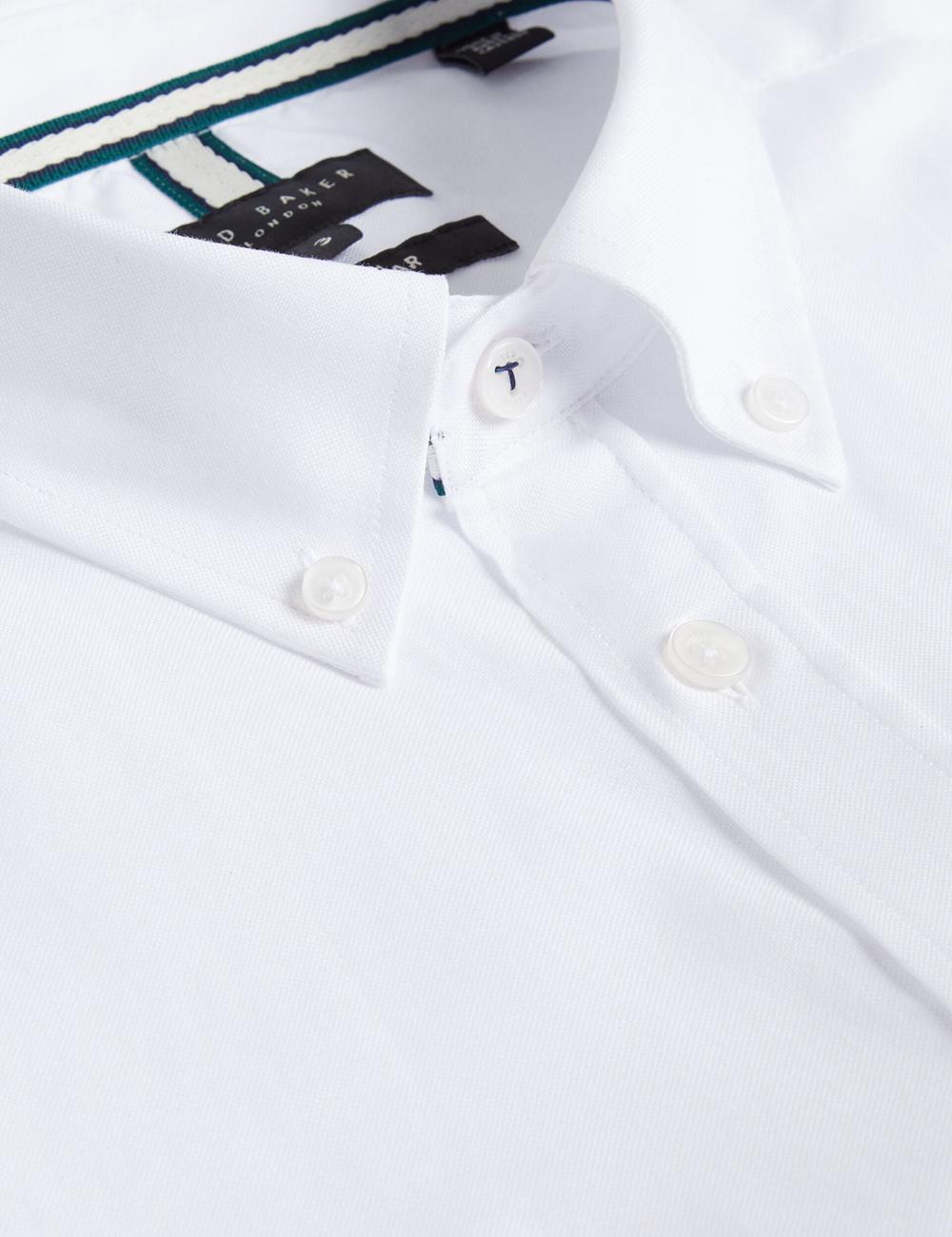 Ted Baker ALDGTE - Short Sleeve Cotton Oxford Men Casual Shirts White | UAE  54183-HAWU