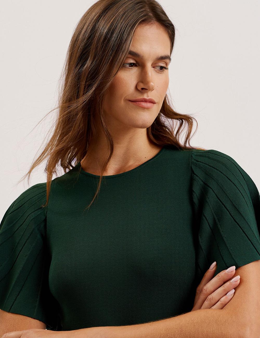 Ted Baker ALENHA - Knitted Angel Sleeve Women Mini Dresses Dk-Green | UAE  73895-DUFP