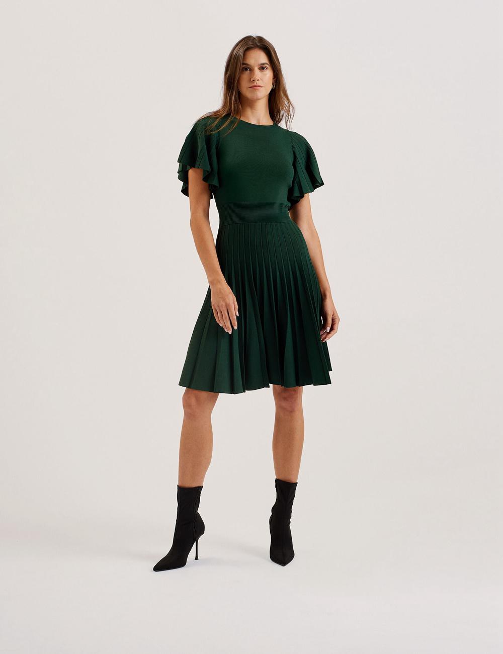 Ted Baker ALENHA - Knitted Angel Sleeve Women Mini Dresses Dk-Green | UAE  73895-DUFP