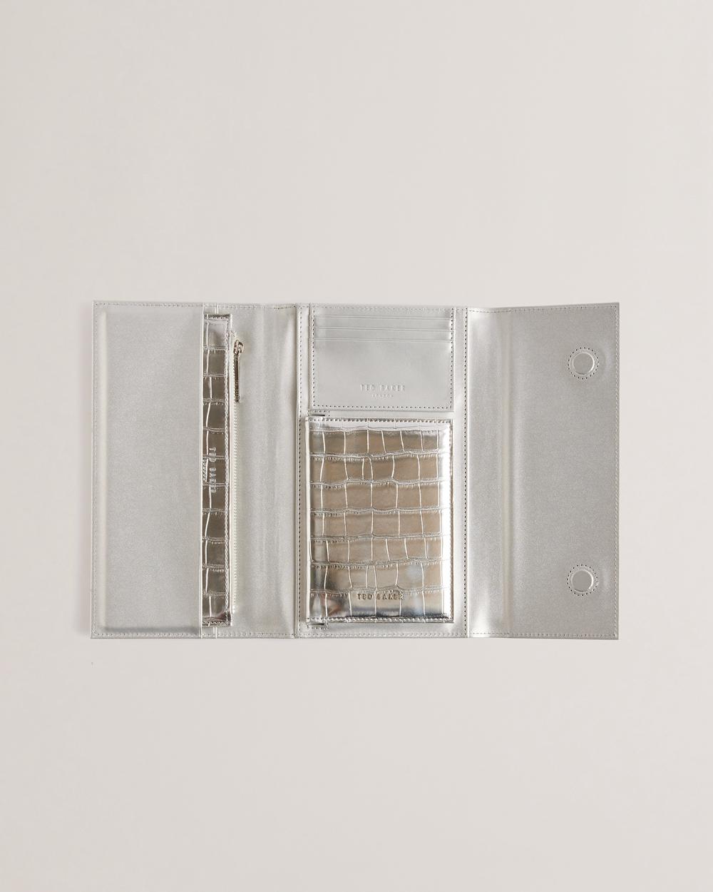 Ted Baker ALETHAI - Croc Effect Travel Organiser Women Wallets Silver | UAE  30158-VWBF