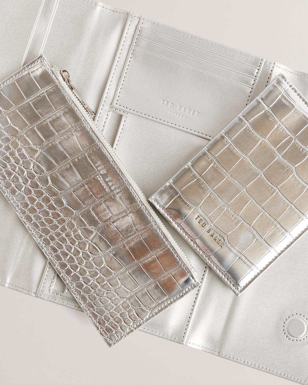 Ted Baker ALETHAI - Croc Effect Travel Organiser Women Wallets Silver | UAE  30158-VWBF