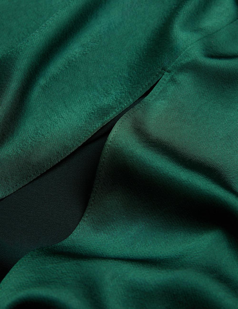 Ted Baker ALFEIOS - Long Sleeve Satin Skirt Women Midi Dresses Dk-Green | UAE  20347-DJSV