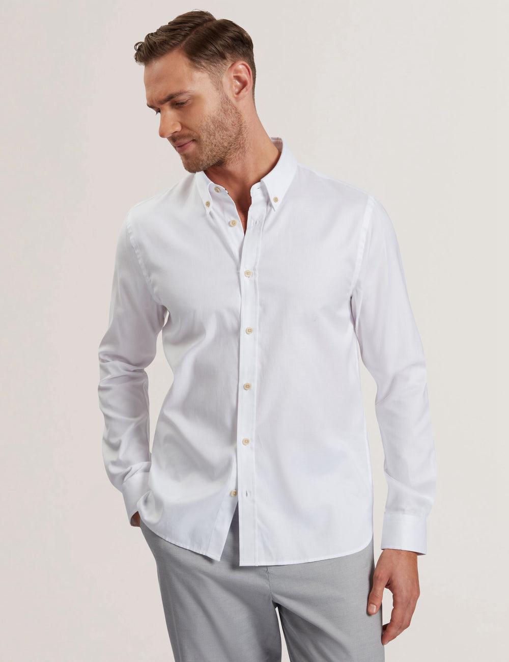 Ted Baker ALLARDO - Regular Fit Cotton Oxford Men Casual Shirts White | UAE  60598-WVAC