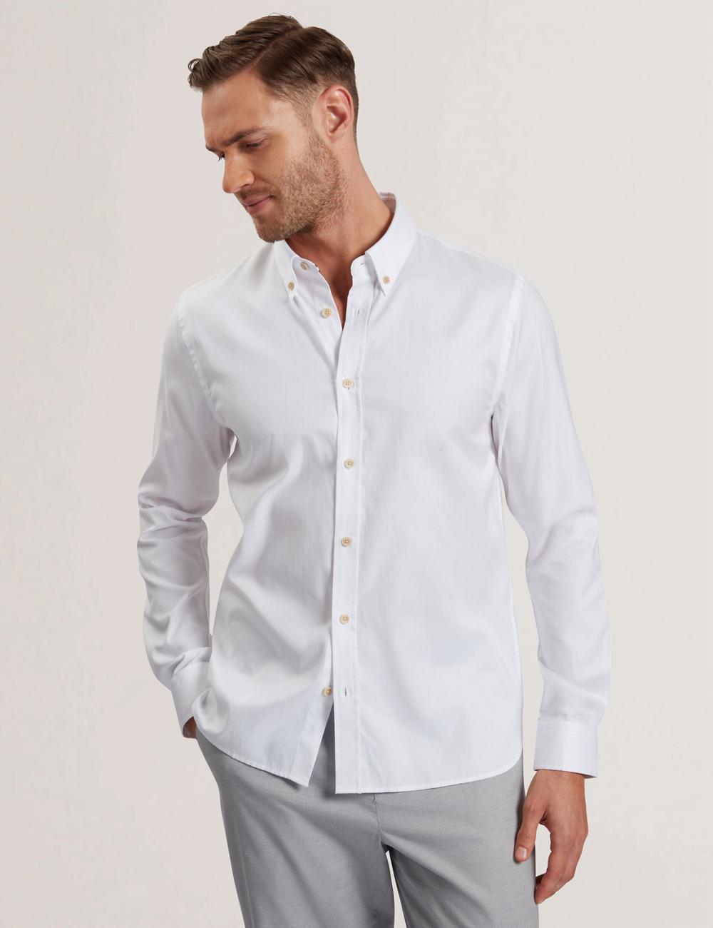 Ted Baker ALLARDO - Regular Fit Cotton Oxford Men Casual Shirts White | UAE  60598-WVAC