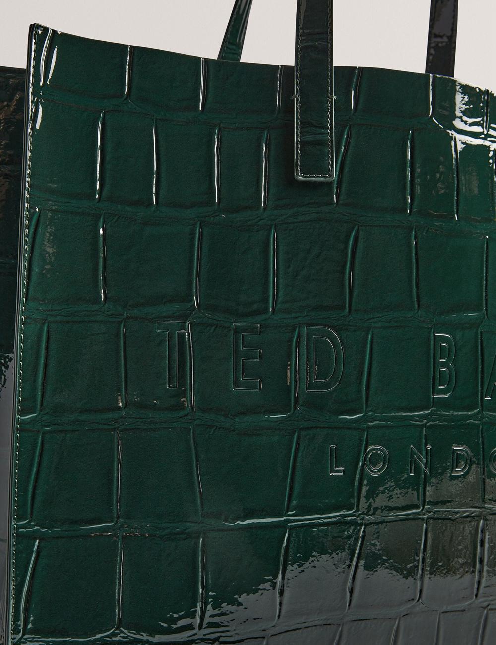 Ted Baker ALLICON - Patent Croc Effect Wide Women Tote Bags Mid-Green | UAE  07651-VMZQ