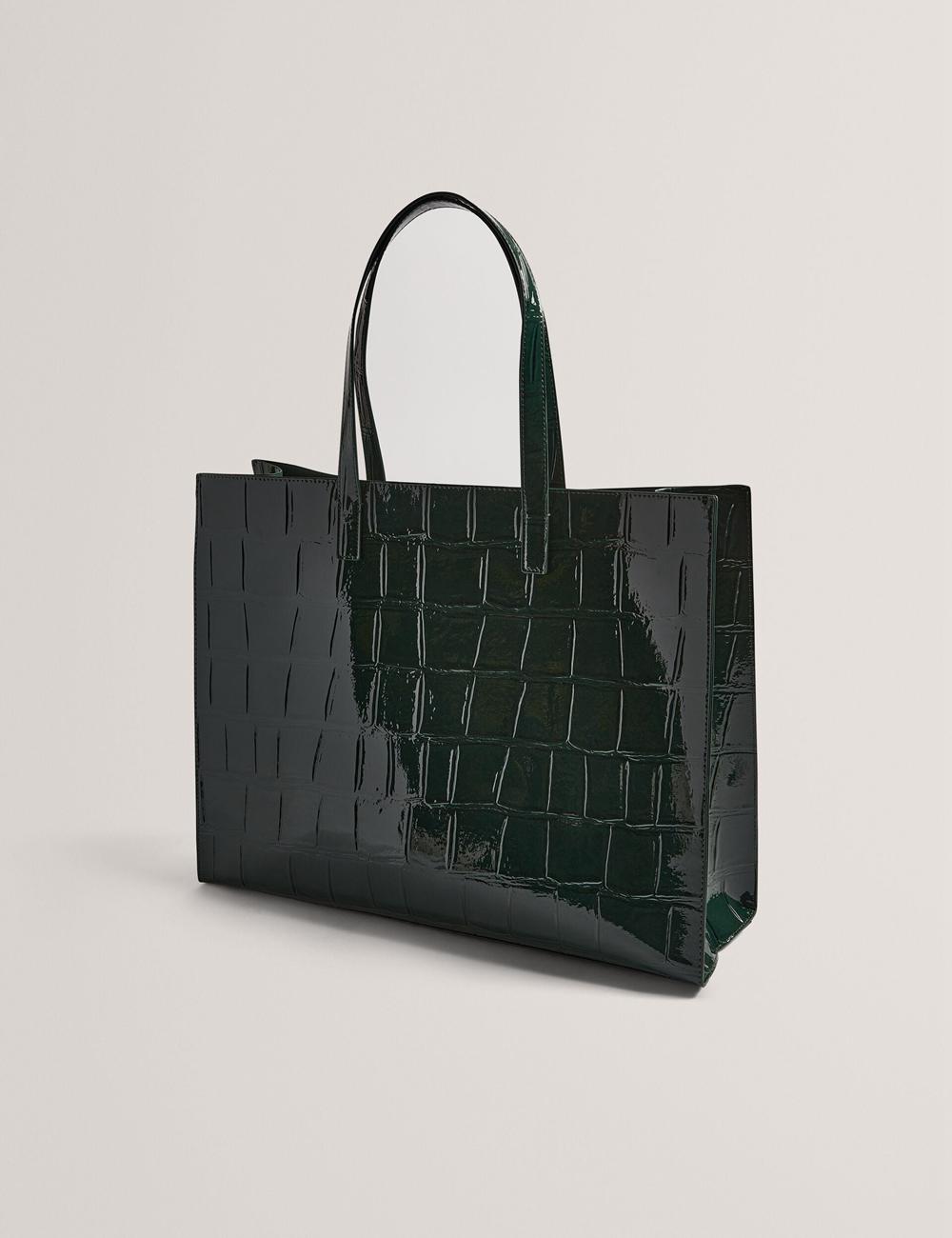 Ted Baker ALLICON - Patent Croc Effect Wide Women Tote Bags Mid-Green | UAE  07651-VMZQ