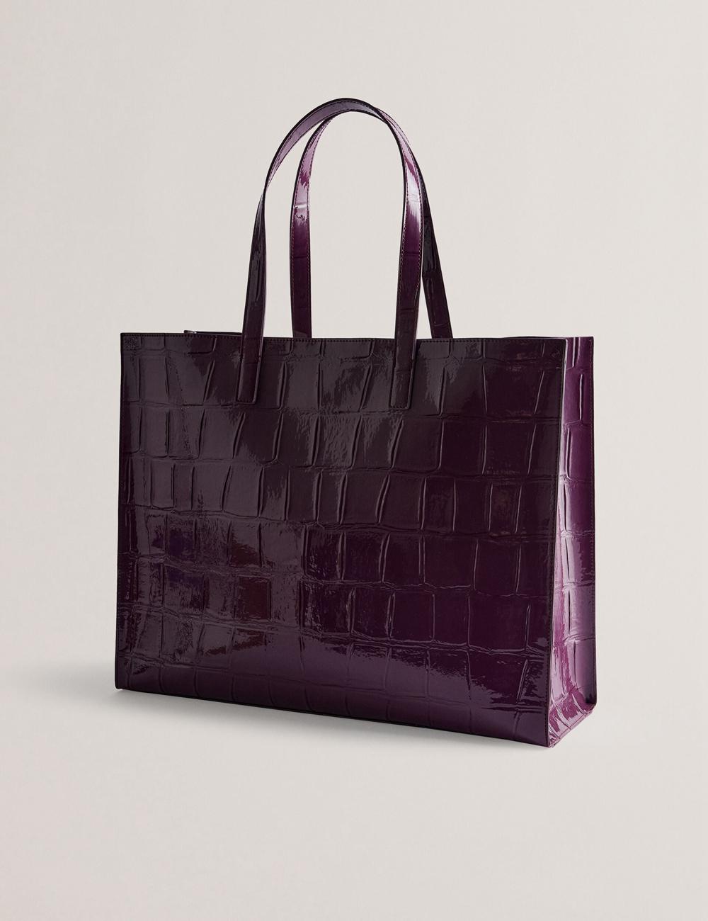 Ted Baker ALLICON - Wide Croc Effect Icon Women Tote Bags Maroon | UAE  17640-CTXA