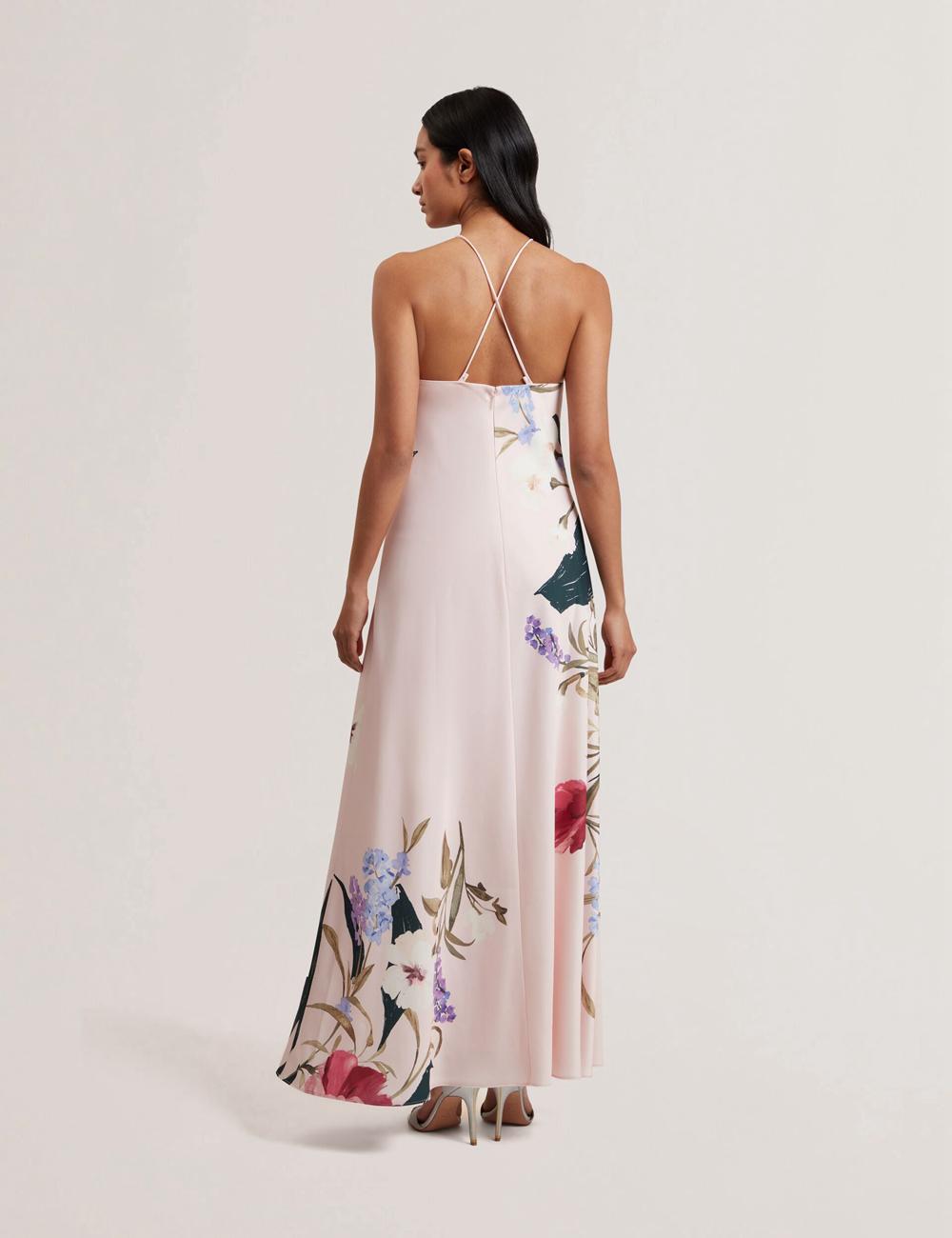 Ted Baker ALMARIA - Floral Halter Neck Woven Women Maxi Dresses Pink | UAE  29570-QGVN