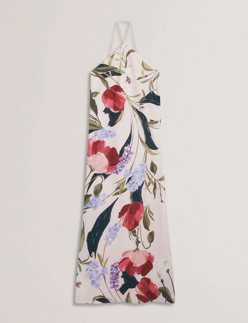 Ted Baker ALMARIA - Floral Halter Neck Woven Women Maxi Dresses Pink | UAE  29570-QGVN