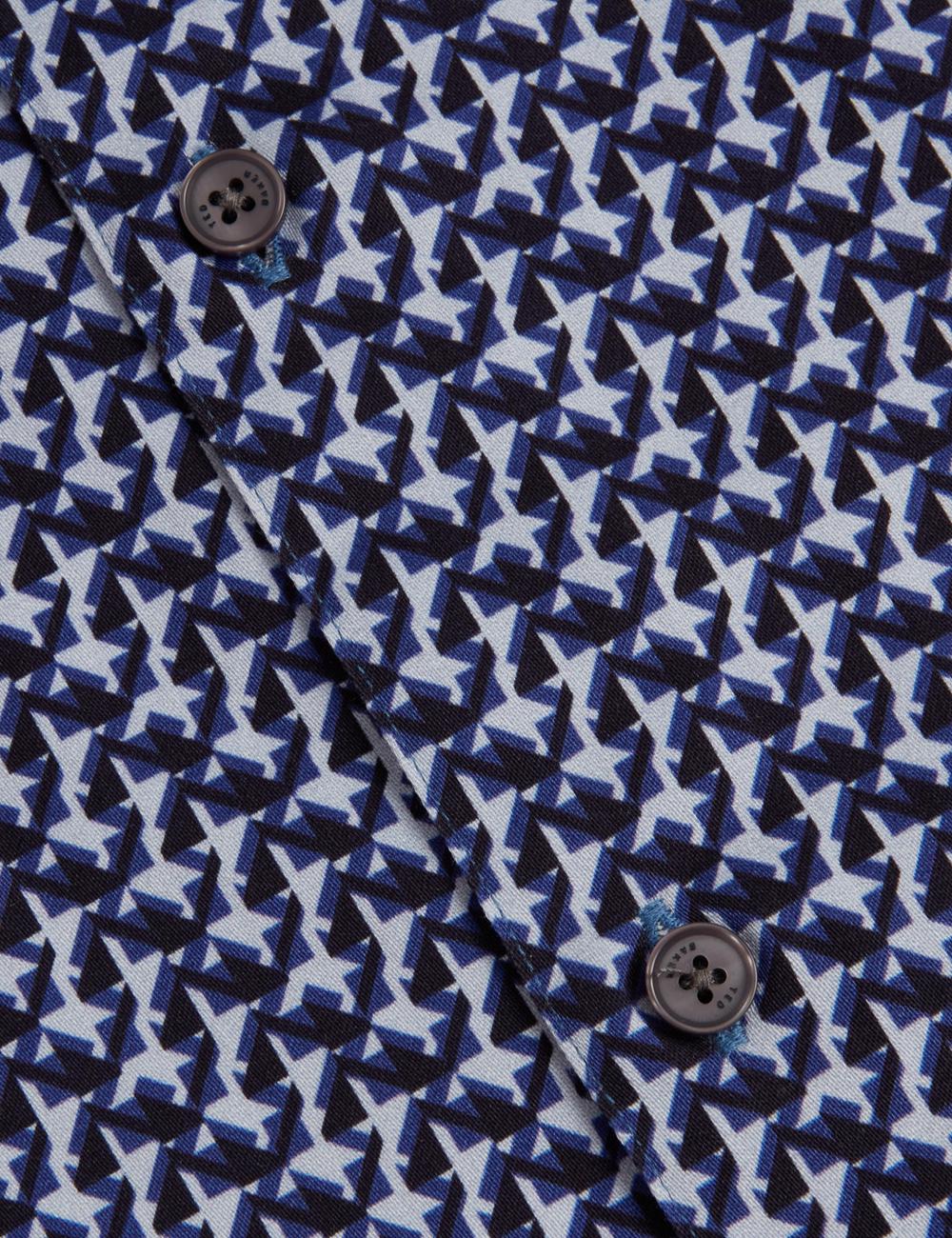Ted Baker ALPHSO SS Regular Fit Geo Men Casual Shirts Navy | UAE  64892-YMFQ