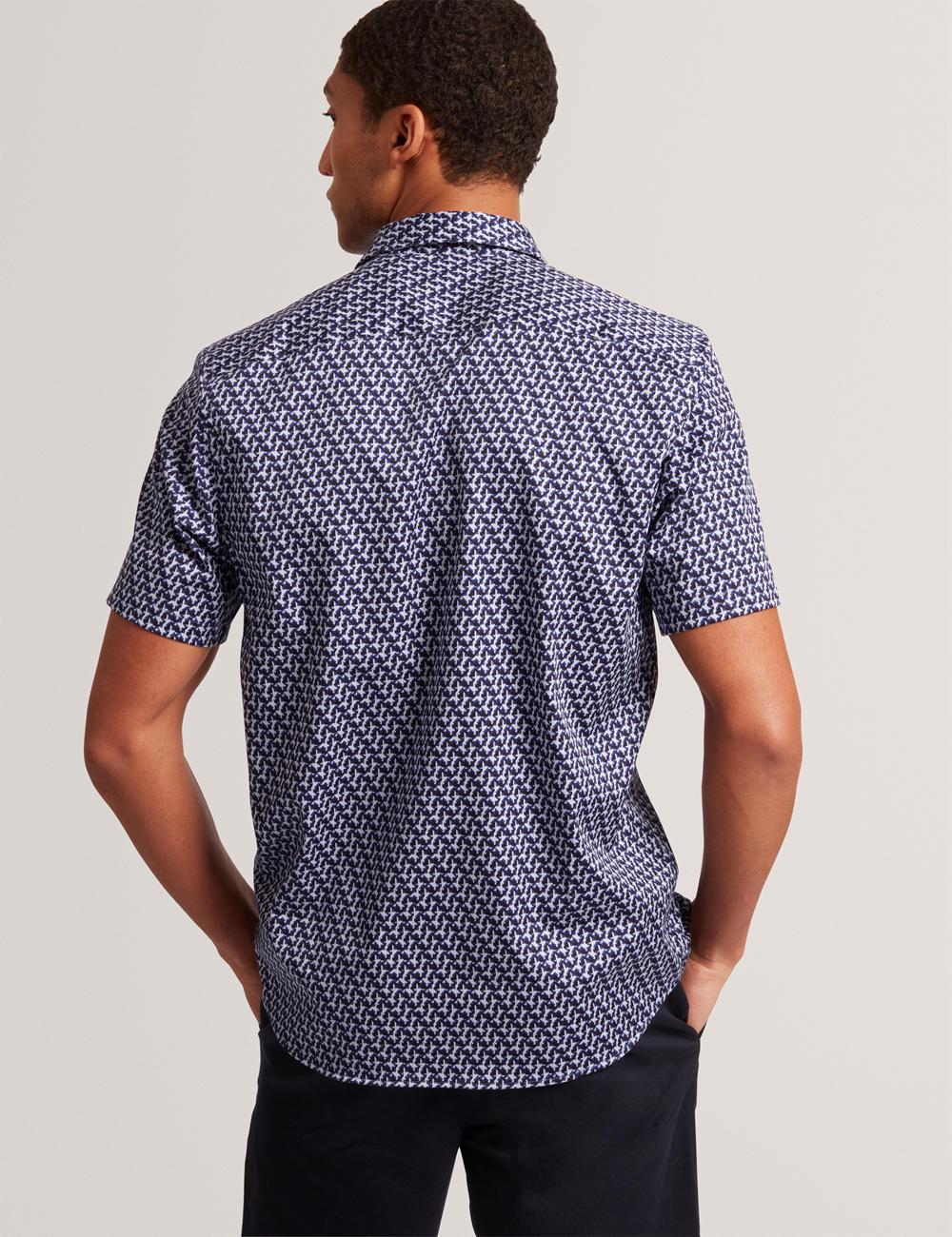 Ted Baker ALPHSO SS Regular Fit Geo Men Casual Shirts Navy | UAE  64892-YMFQ