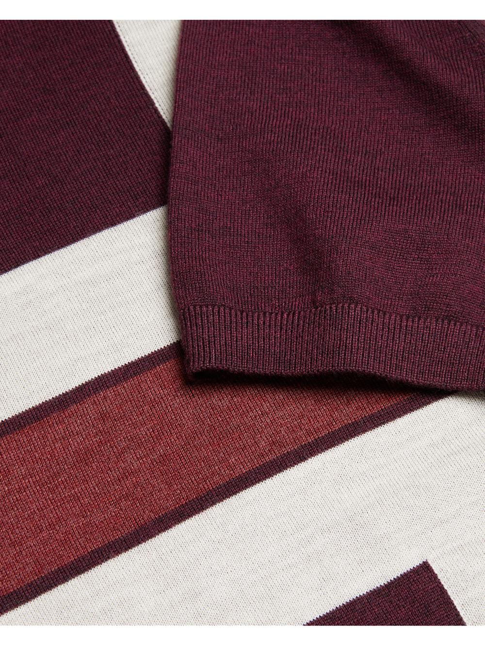 Ted Baker AMBLER - Colour Block Zip Neck Wool Men Polos Shirts Maroon | UAE  37206-LJUG