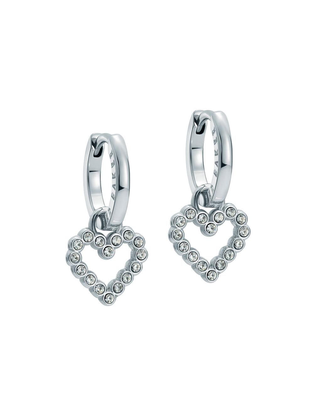 Ted Baker AMORA - Crystal Open Heart Huggie Women Earrings Silver | UAE  46128-MCFP