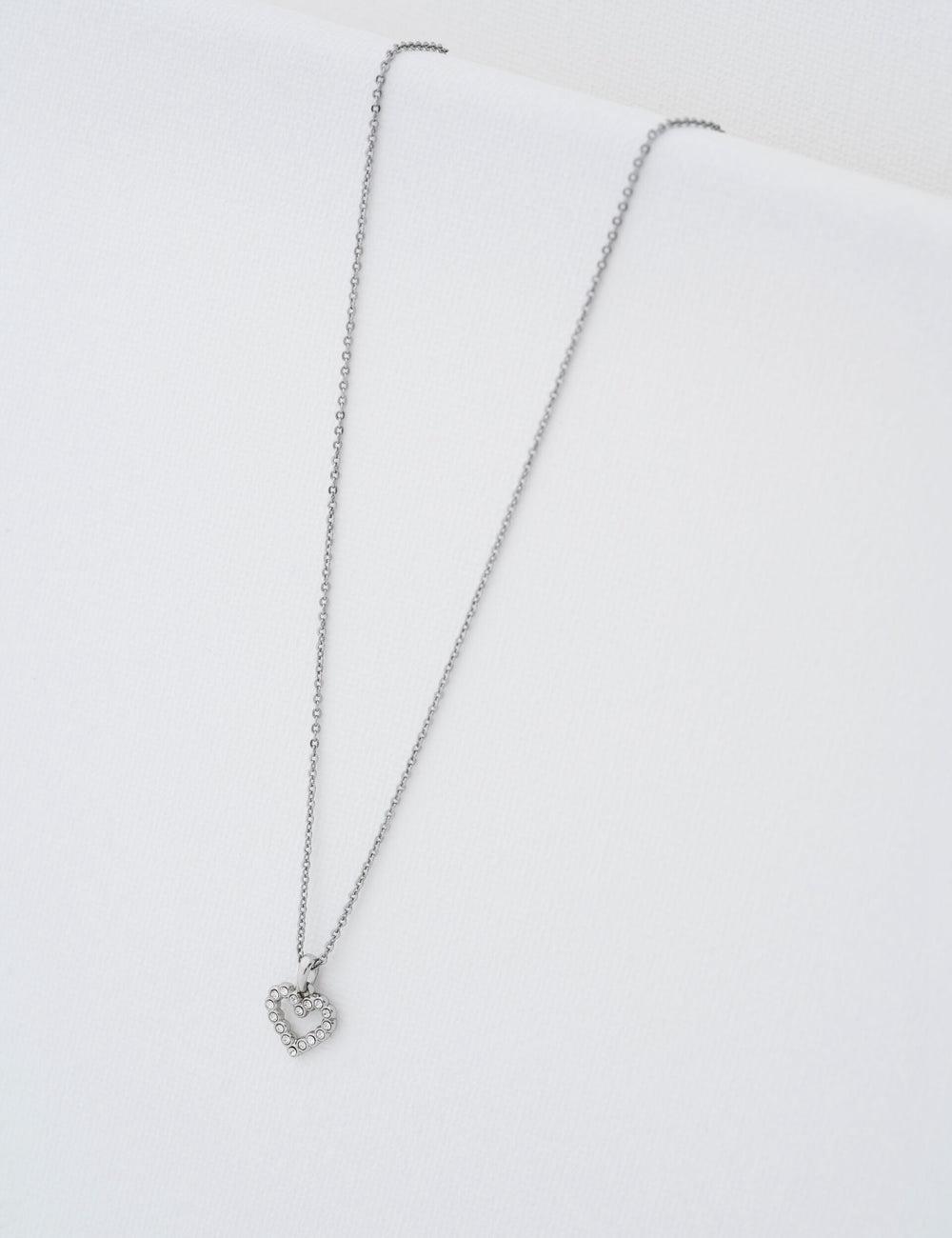 Ted Baker AMORE - Crystal Open Heart Pendant Women Necklaces Silver | UAE  45023-UCZL