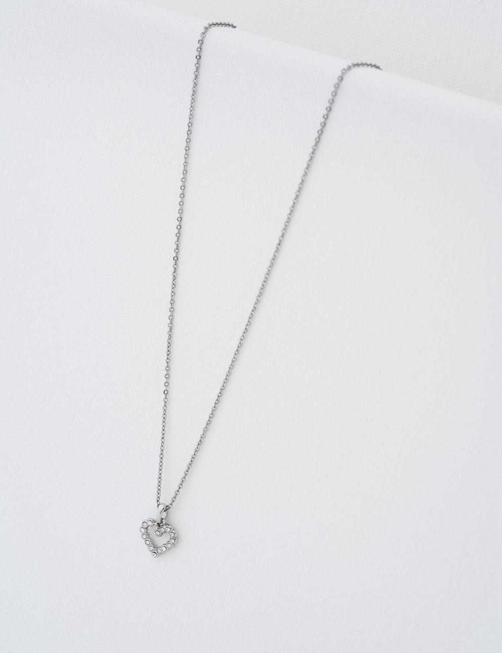 Ted Baker AMORE - Crystal Open Heart Pendant Women Necklaces Silver | UAE  45023-UCZL