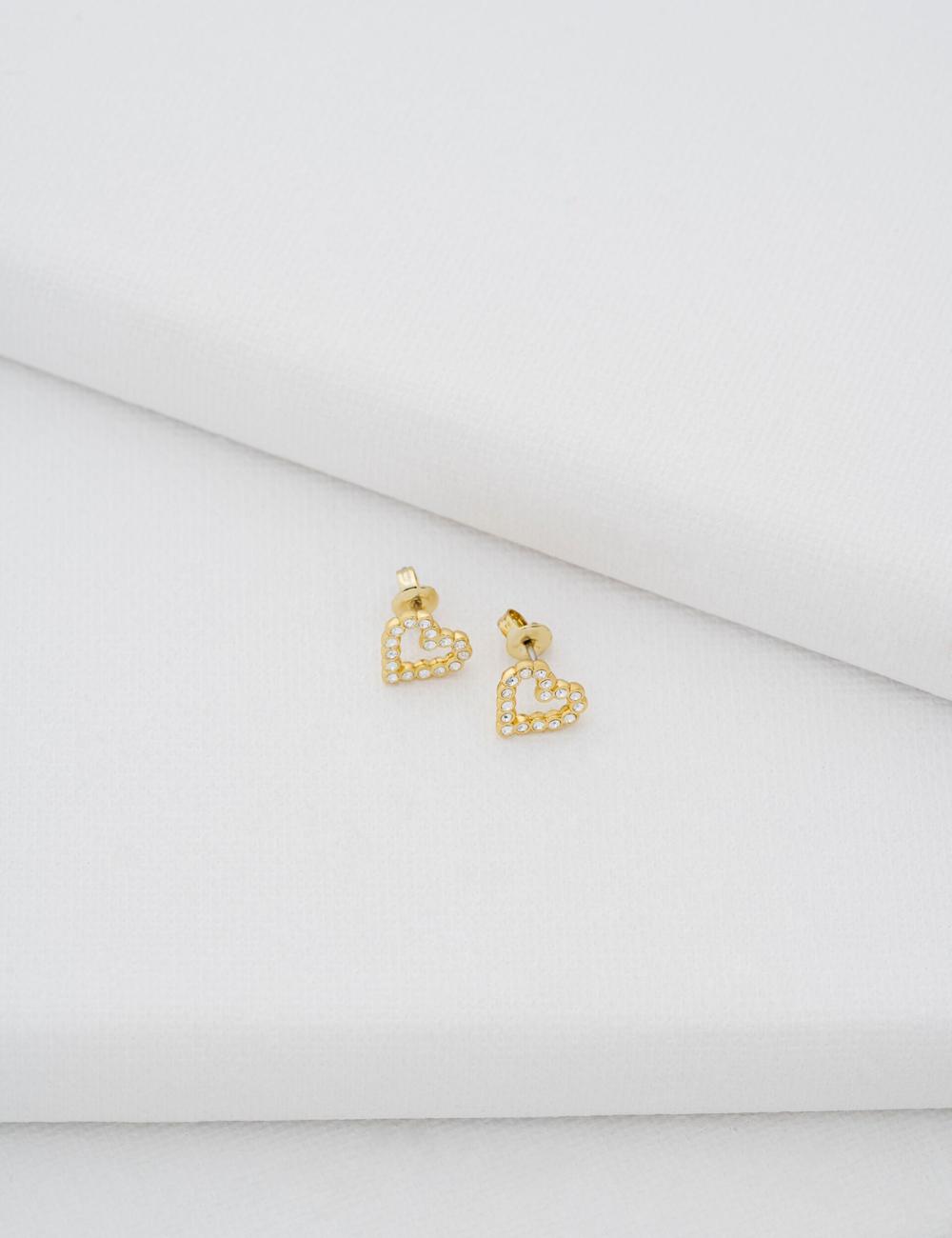 Ted Baker AMORINA -Crystal Open Heart Stud Women Earrings Gold | UAE  17059-YWIJ