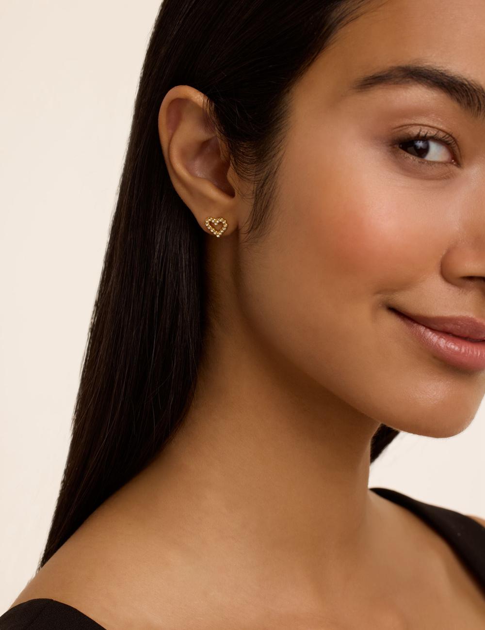 Ted Baker AMORINA -Crystal Open Heart Stud Women Earrings Gold | UAE  17059-YWIJ