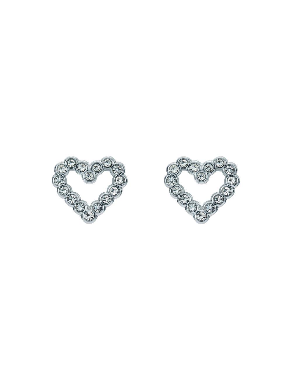 Ted Baker AMORINA - Crystal Open Heart Stud Women Earrings Silver | UAE  95201-CQTI