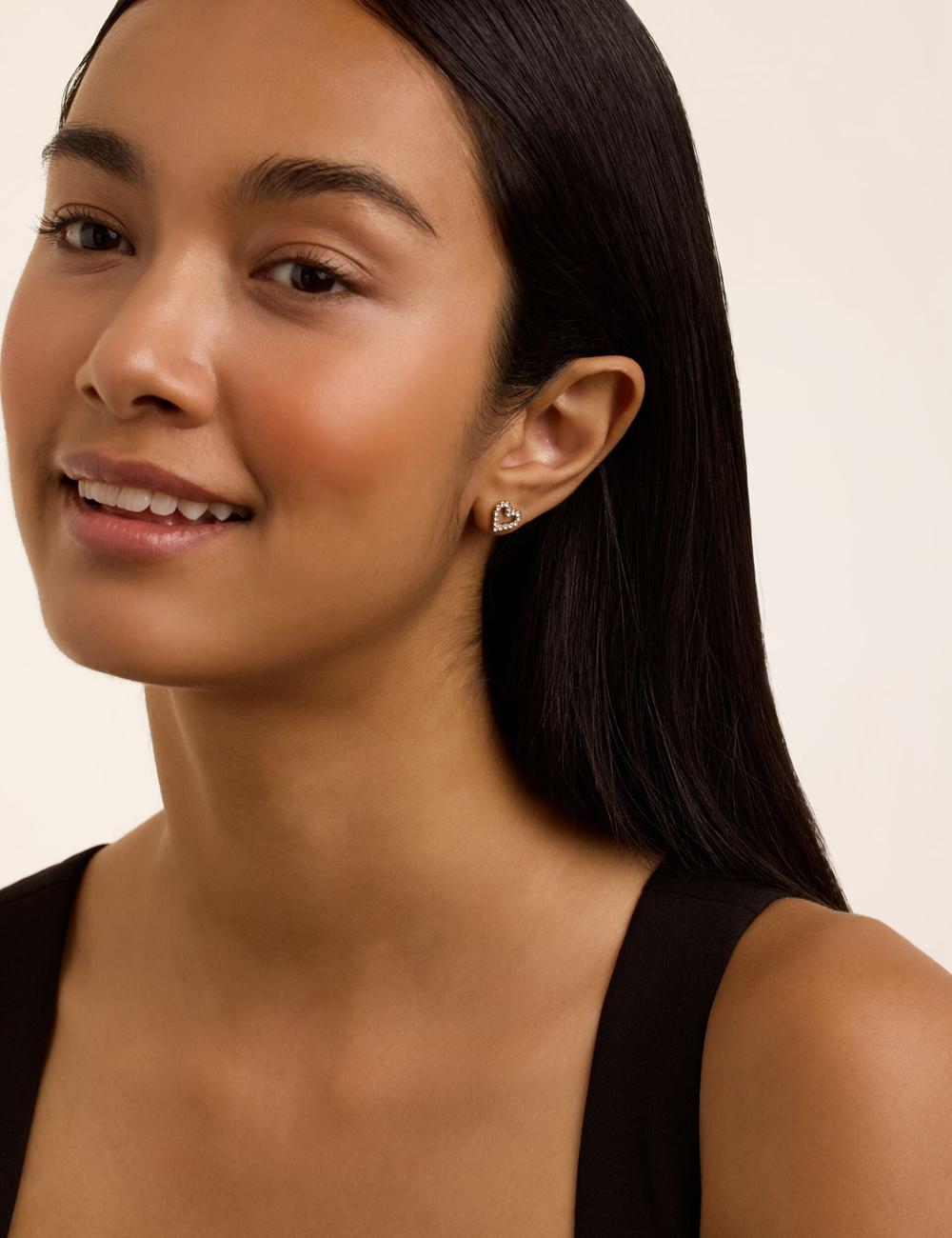 Ted Baker AMORINA - Crystal Open Heart Stud Women Earrings Silver | UAE  95201-CQTI