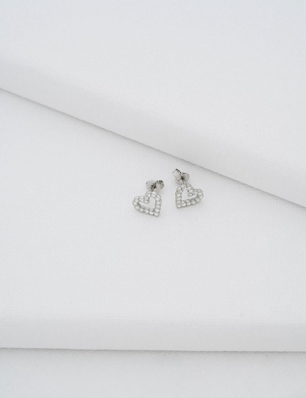 Ted Baker AMORINA - Crystal Open Heart Stud Women Earrings Silver | UAE  95201-CQTI