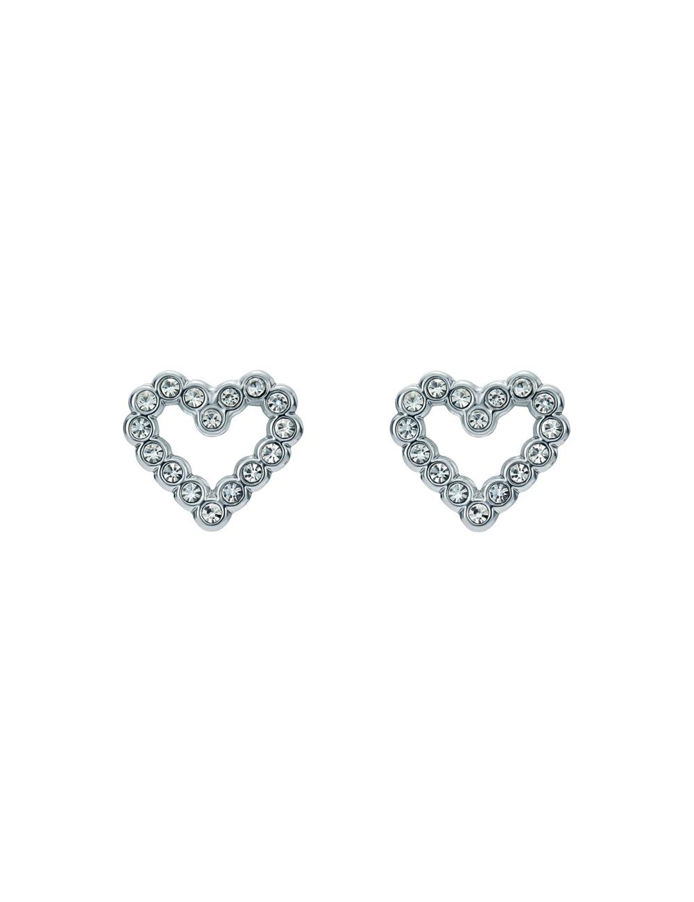 Ted Baker AMORINA - Crystal Open Heart Stud Women Earrings Silver | UAE  95201-CQTI