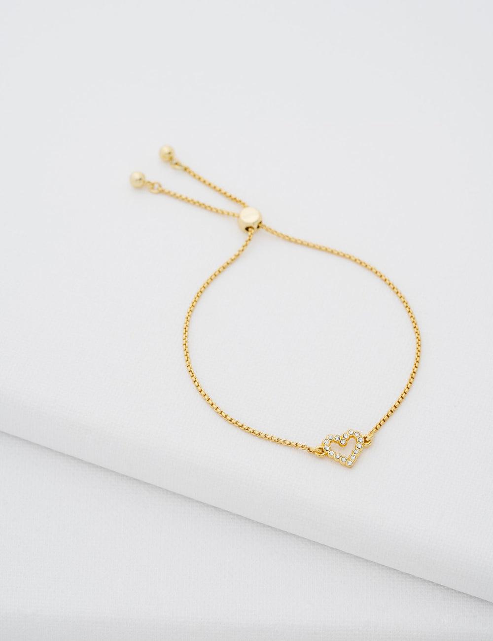 Ted Baker AMORITA - Crystal Open Heart Adjustable Women Bracelets Gold | UAE  62785-RKZB