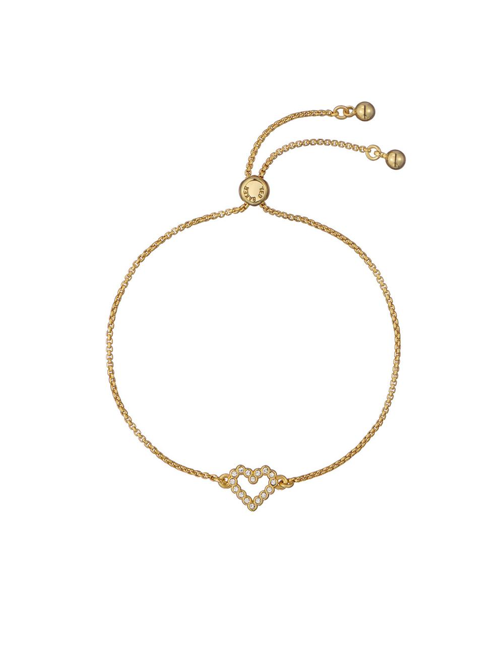 Ted Baker AMORITA - Crystal Open Heart Adjustable Women Bracelets Gold | UAE  62785-RKZB