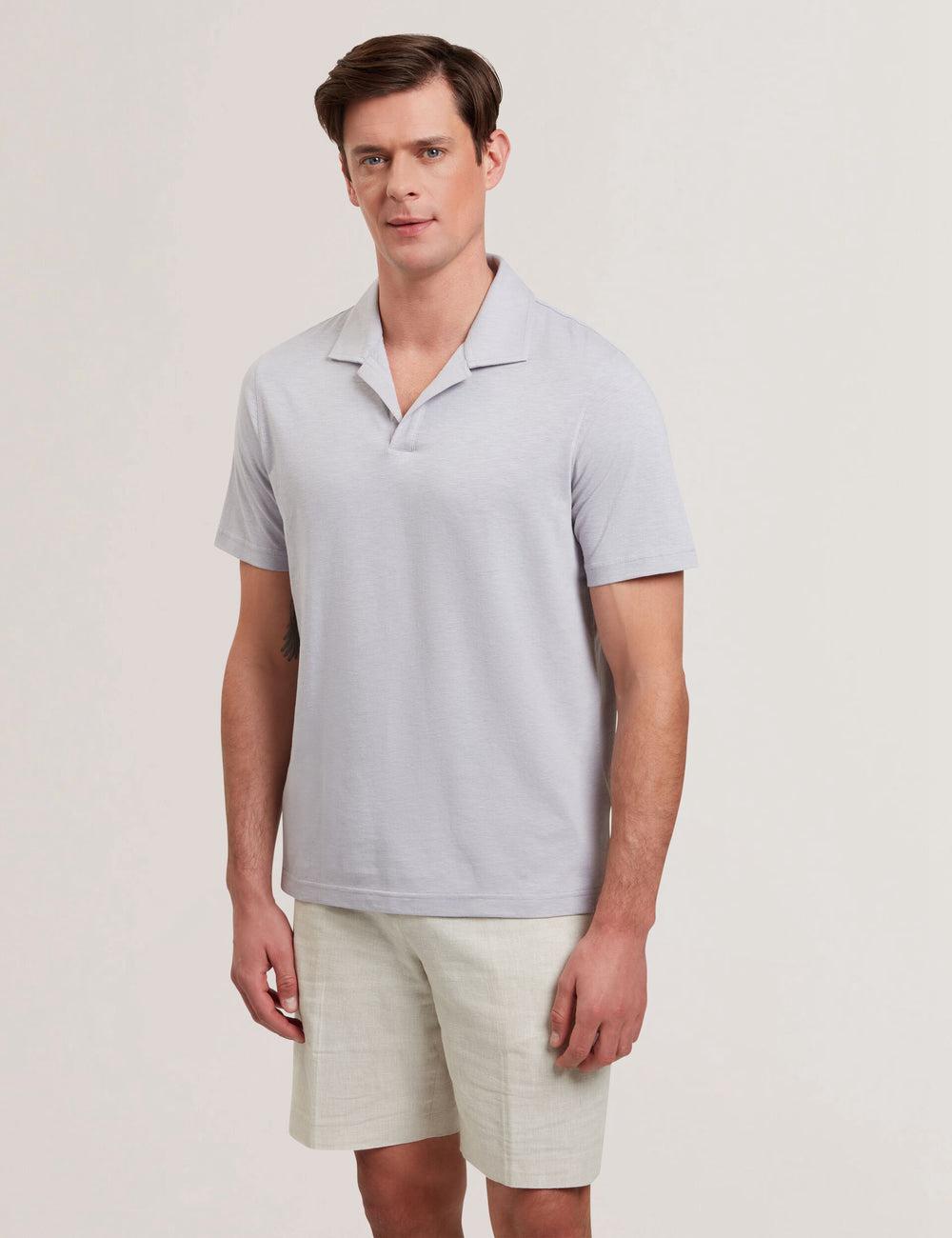 Ted Baker ANITO - Cotton Linen Open Neck Men Polos Shirts Purple | UAE  27589-WBIR