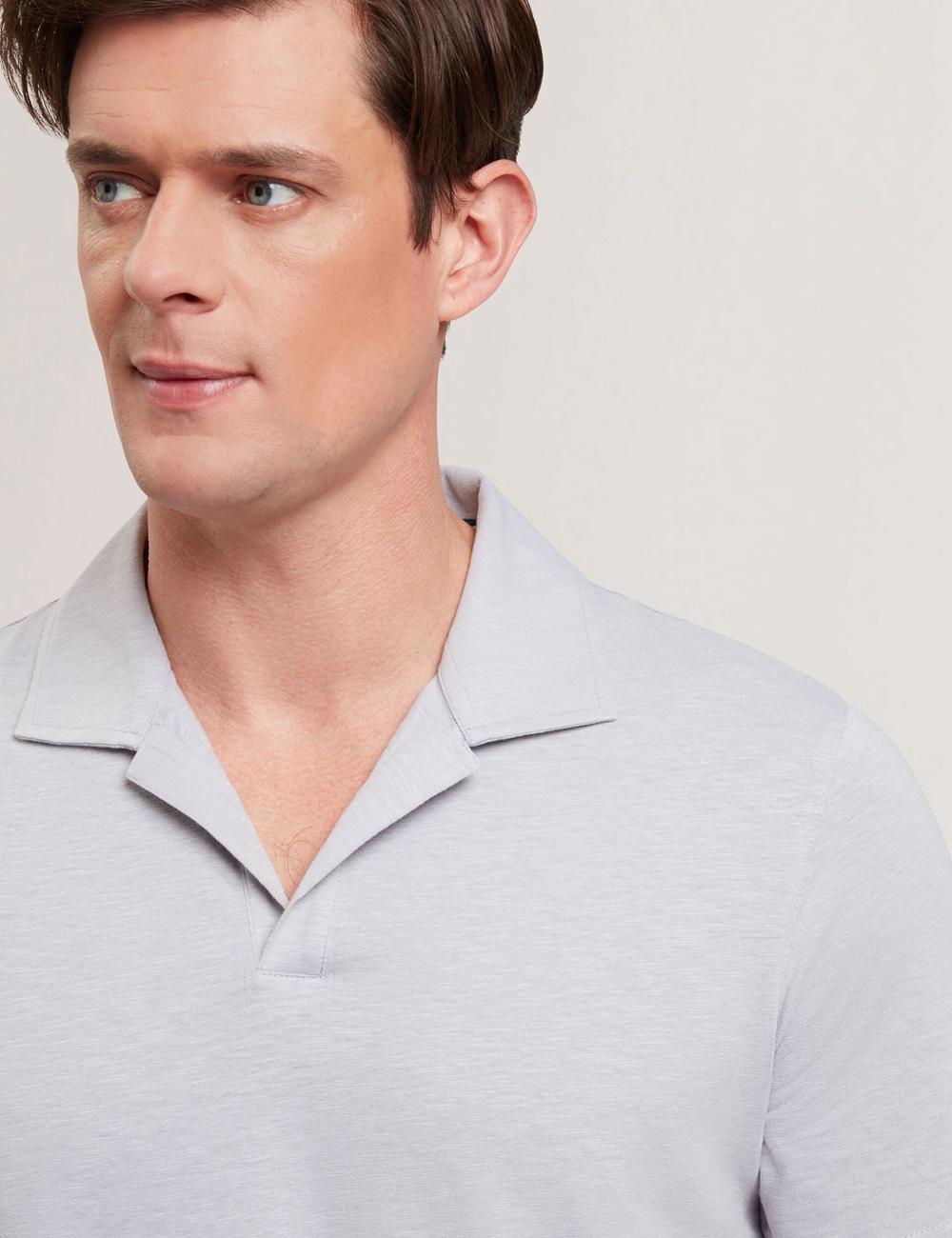 Ted Baker ANITO - Cotton Linen Open Neck Men Polos Shirts Purple | UAE  27589-WBIR