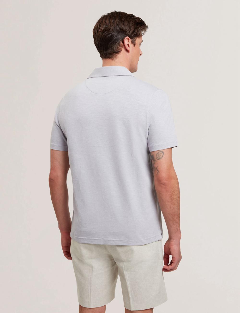 Ted Baker ANITO - Cotton Linen Open Neck Men Polos Shirts Purple | UAE  27589-WBIR