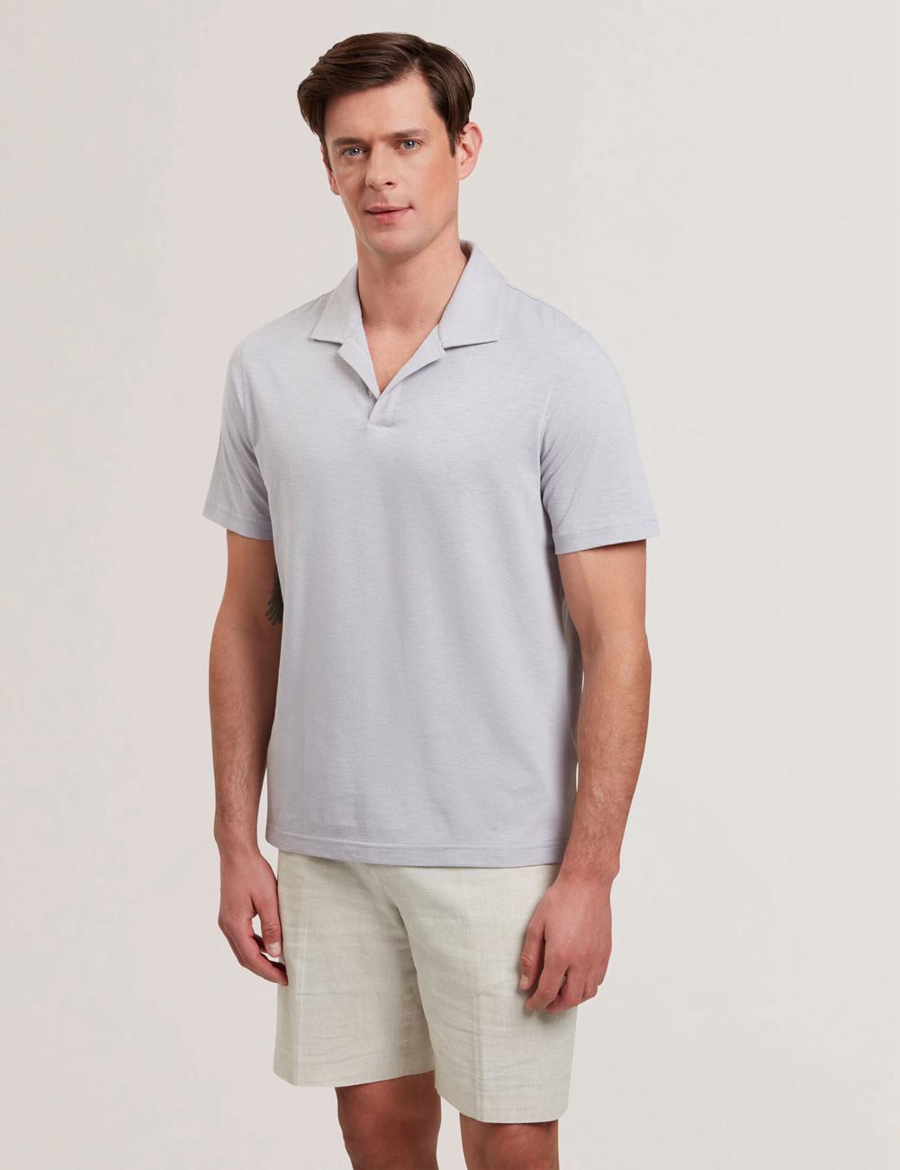 Ted Baker ANITO - Cotton Linen Open Neck Men Polos Shirts Purple | UAE  27589-WBIR